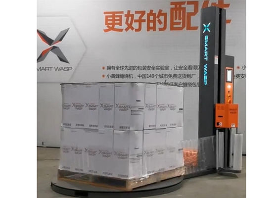Manual Cut Film Pallet Stretch Wrapping Machine With PLC Touch Screen