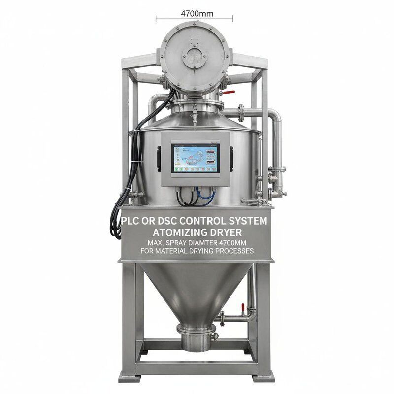 PLC Or DSC Control System Atomizing Dryer Featuring Maximum Spray Diameter 4700mm Designed for Material Drying Processes